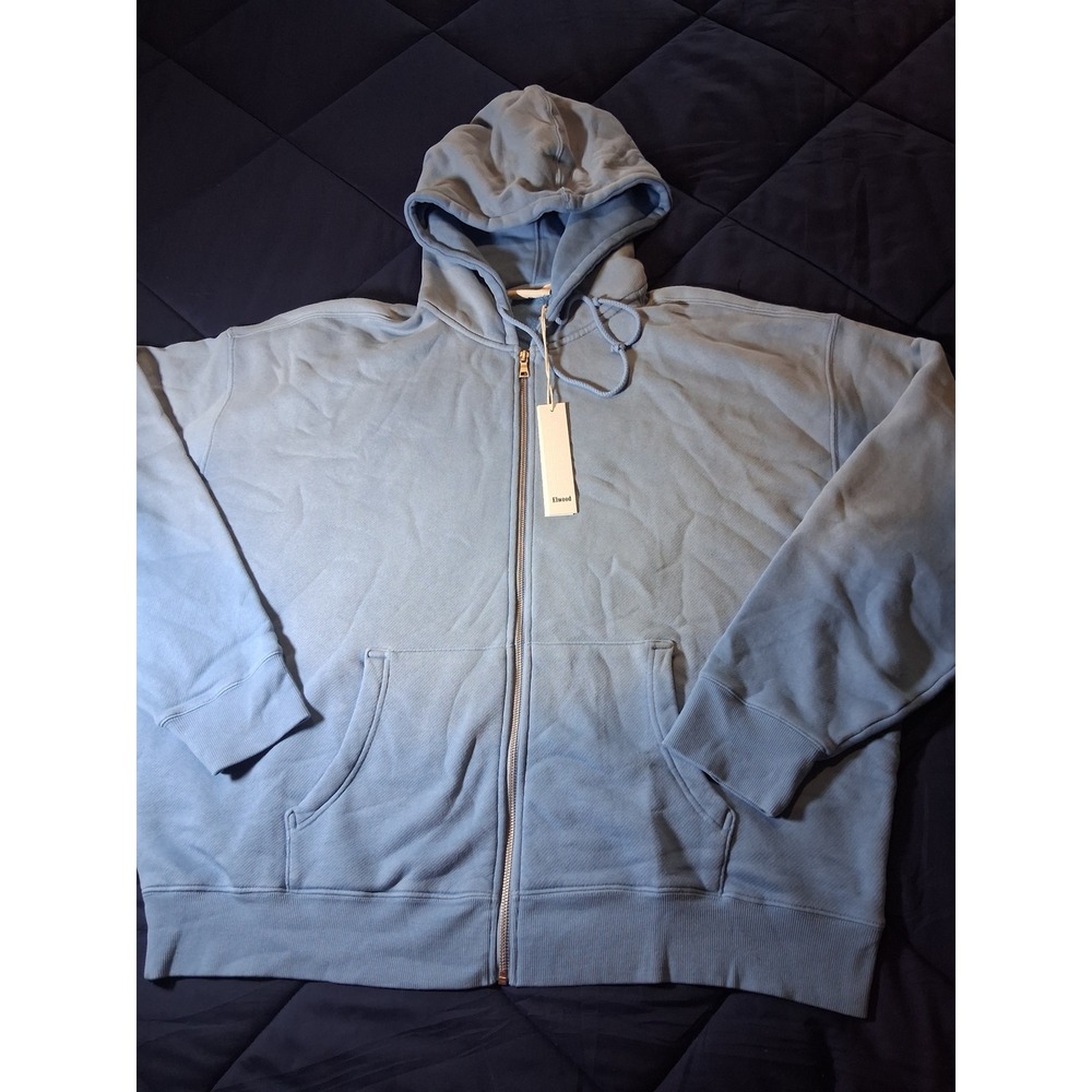 Elwood Mens Sun Faded Baby Blue Unlined Zip Front Hoodie XL CH00006